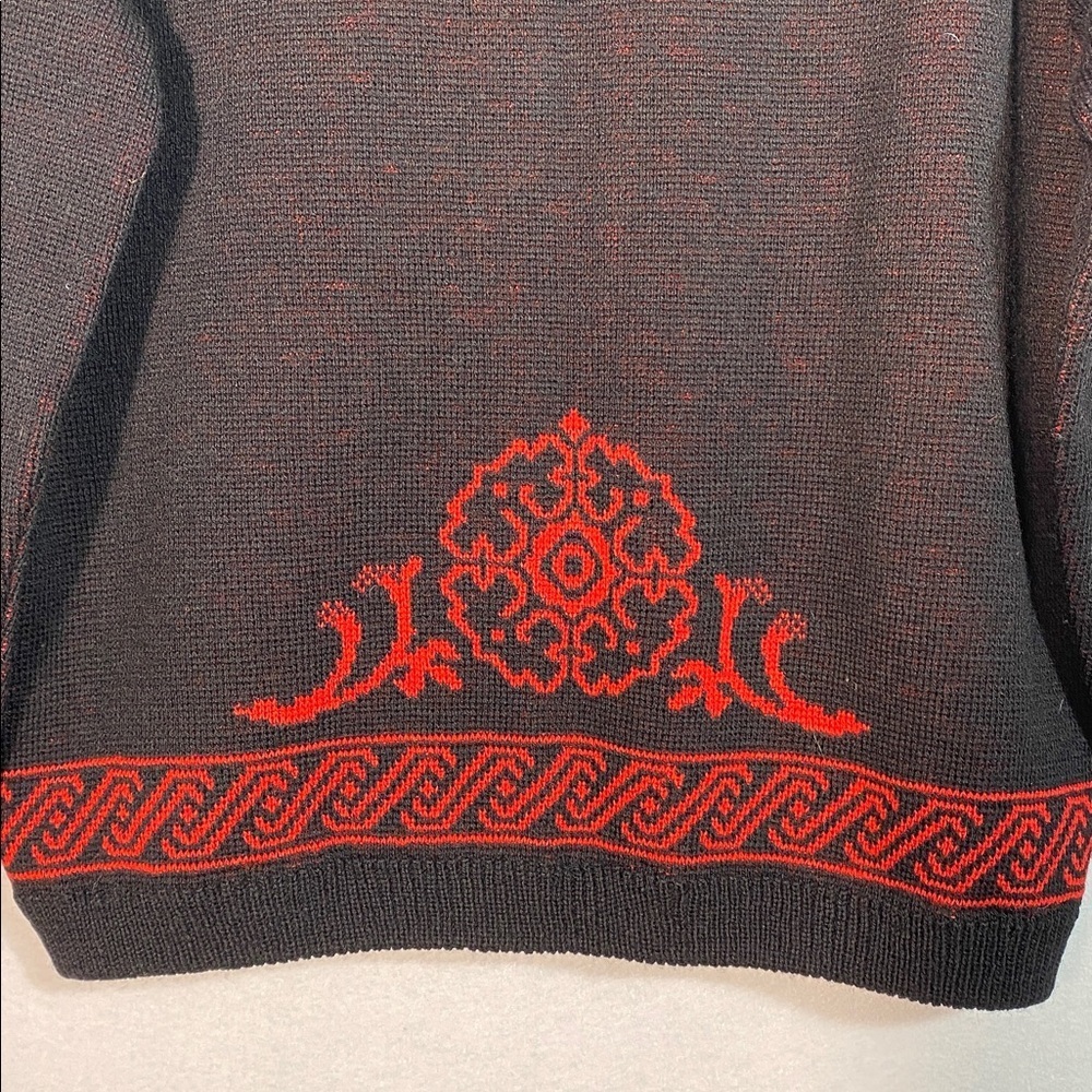 Vintage 70s Pendleton Nordic Red and Black 100% Pure Virgin Wool Cardigan Medium - Picture 9 of 14